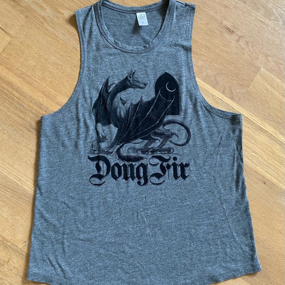 Tank top, Women's Grey Doug Fir Lounge Portland, Oregon Racerback